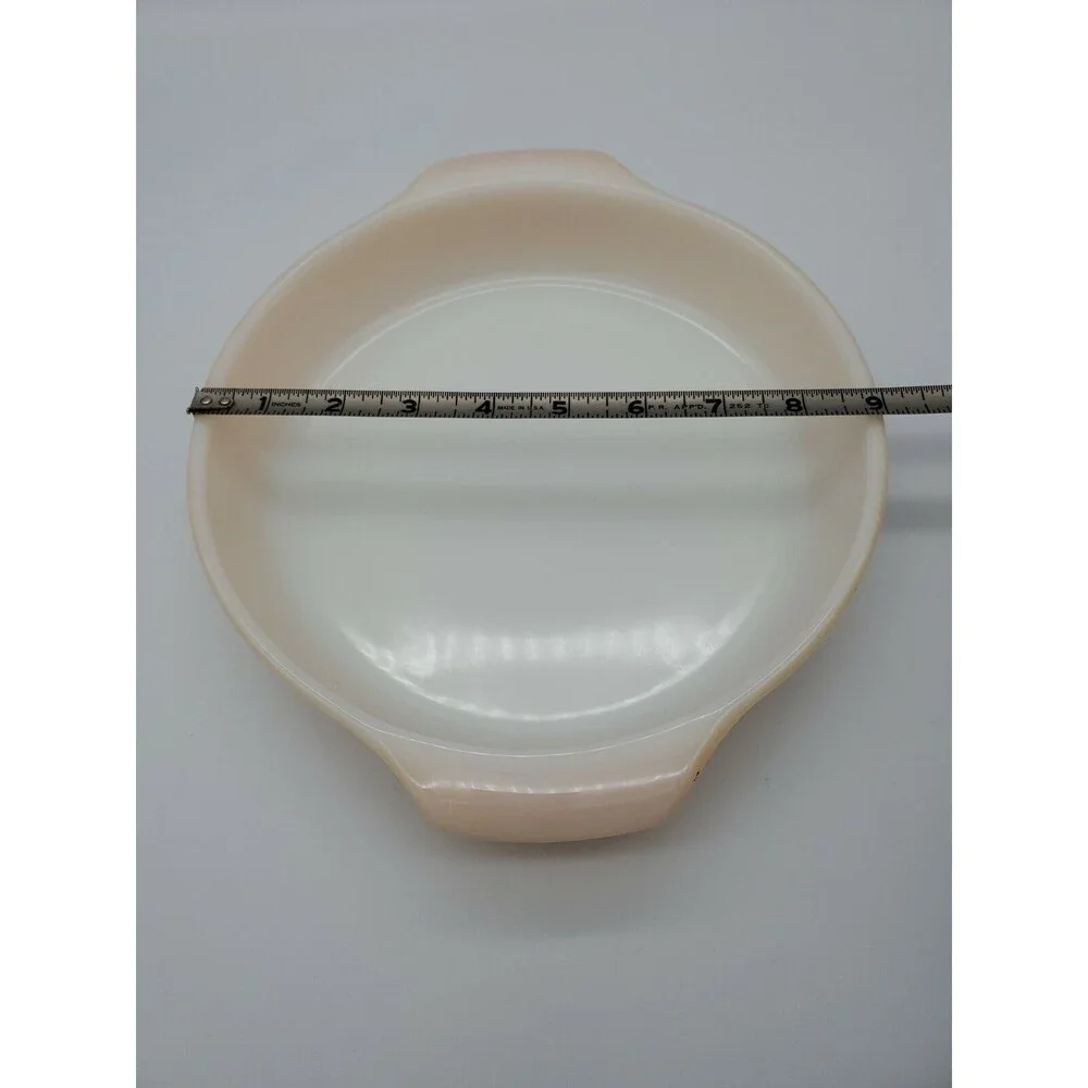Vintage Anchor Hocking Fire King Peach Luster 9 Inch Round Baking Dish